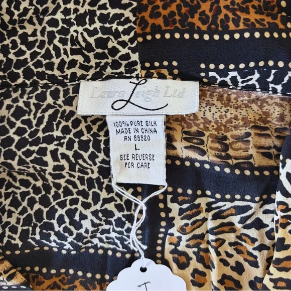 Elegant Patchwork Animal Print Blouse - Picture 3 of 3